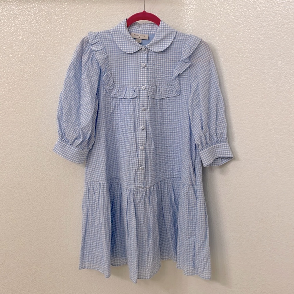 Sandy Liang x Target gingham 3/4 sleeve shirt dress with pockets